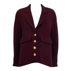 CHANEL burgundy wool blend VINTAGE TWEED Blazer Jacket M