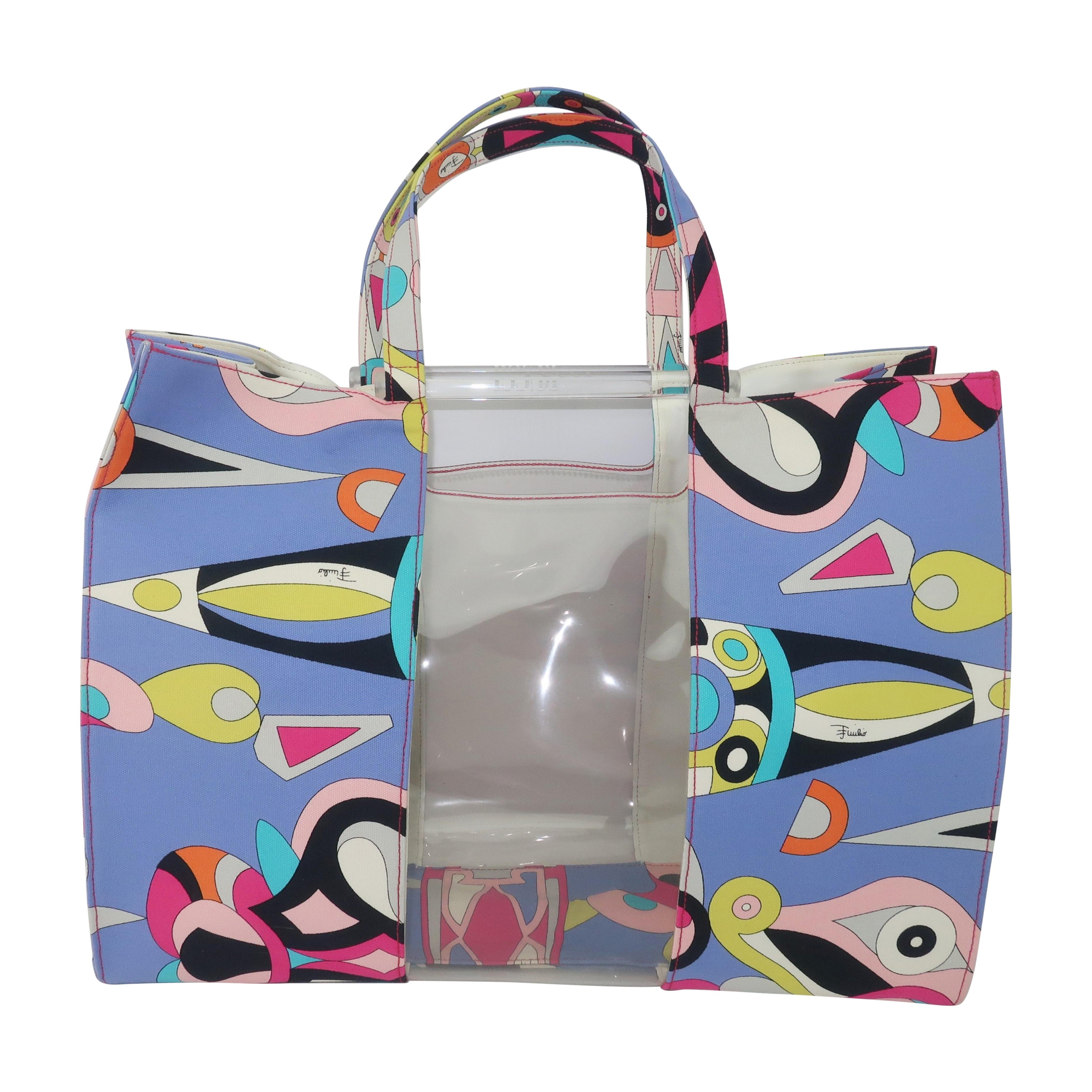 Emilio Pucci Canvas & Lucite Tote Handbag