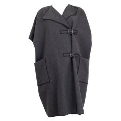 BOTTEGA VENETA grey wool & angora BUCKLE SHORT SLEEVE CAPE Jacket 38 XS