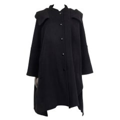 STELLA MCCARTNEY black wool HOODED MELTON CAPE Jacket 44 L