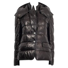 TOM FORD black 2021 SOFT LEATHER QUILTED SHORT PUFFER Jacket 38 XS