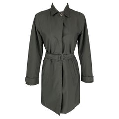 PRADA Size 4 Black Polyester Belted Coat