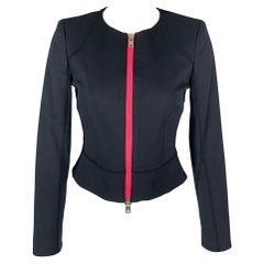 MCQ by ALEXANDER MCQUEEN Size 4 Navy & Fuchsia Cotton Cropped Jacket