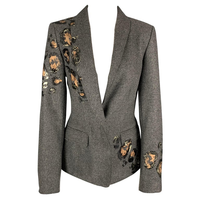 ESCADA Size 6 Grey and Silver Virgin Wool Paint Splatter Jacket For Sale at  1stDibs
