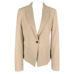 MAX MARA Size 12 Beige Virgin Wool Notch Lapel Jacket