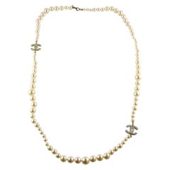 Chanel Classic Graduated Pearls CC Necklace