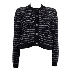CHANEL black & white cotton 2019 LA PAUSA STRIPED Cardigan Sweater 38 S