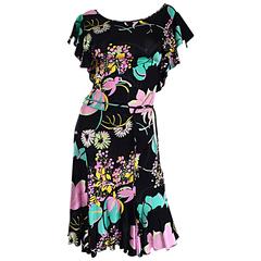 Beautiful Blumarine by Anna Molinari Black Rayon Jersey 1930s Style Dress + Belt 11