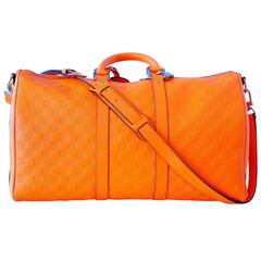 LOUIS VUITTON bag RUNWAY Damier Infini Keepall 45 Bandouliere Neon Orange  NWT