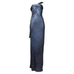 Gorgeous Roberto Cavalli Blue Metallic Braid Runway Gown 2007