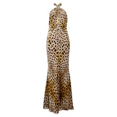 Roberto Cavalli Leopard Halter Kleid mit Gold Hardware 2007