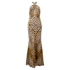 Roberto Cavalli Leopard Halter Gown With Gold Hardware 2007