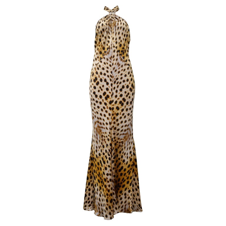 Roberto Cavalli Leopard Halter Gown With Gold Hardware 2007 at 1stDibs