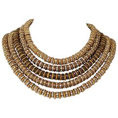 Francoise Montague Five Strand Swarovski Crystal Rondelle Necklace