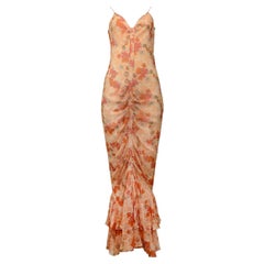 Wunderschönes John Galliano Pfirsich Floral Ruffle Kleid