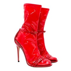 Gucci Ilse Red Patent Leather Latex Sock Sandals - US 7.5