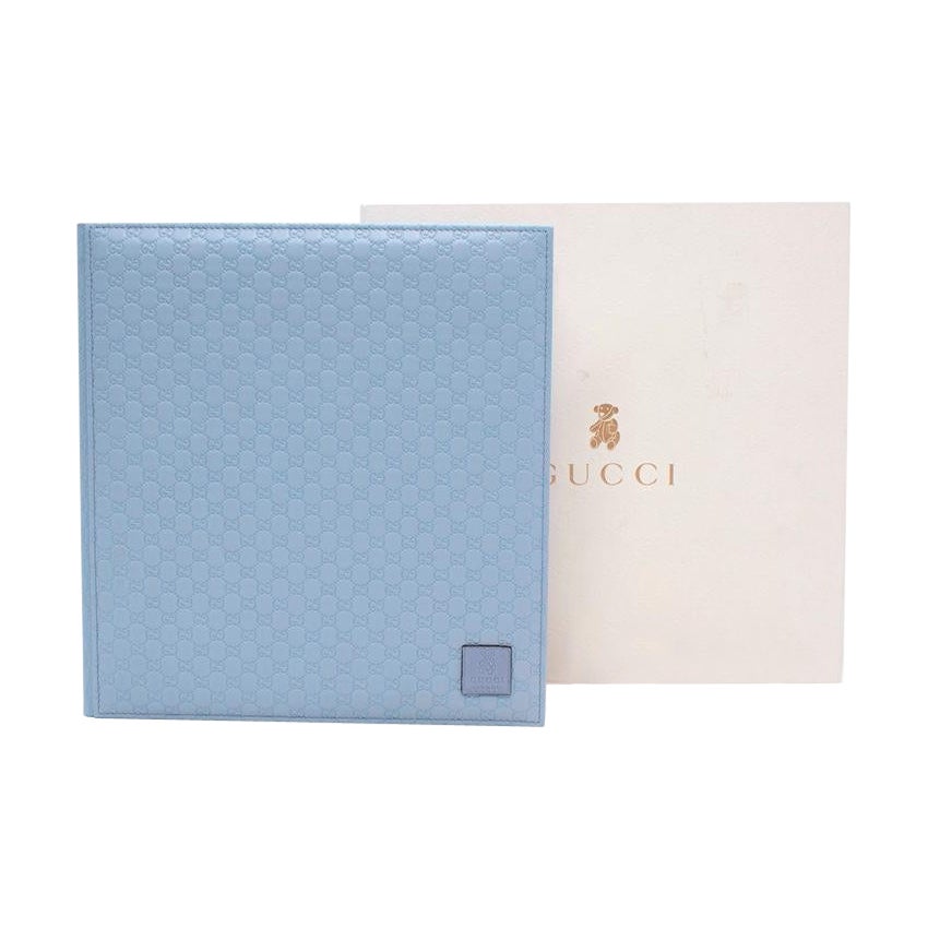 Gucci Baby Blue Microguccissima Leather Bound Baby Photo Album For Sale