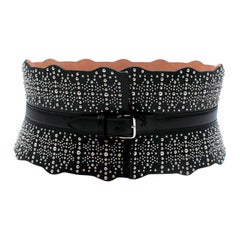 Alaia Black Leather Studded Corset Belt