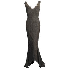 Vintage 1950's Balenciaga Haute Couture Alencon Lace Evening Dress