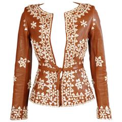 Valentino Lederjacke mit Perlmuttverzierung