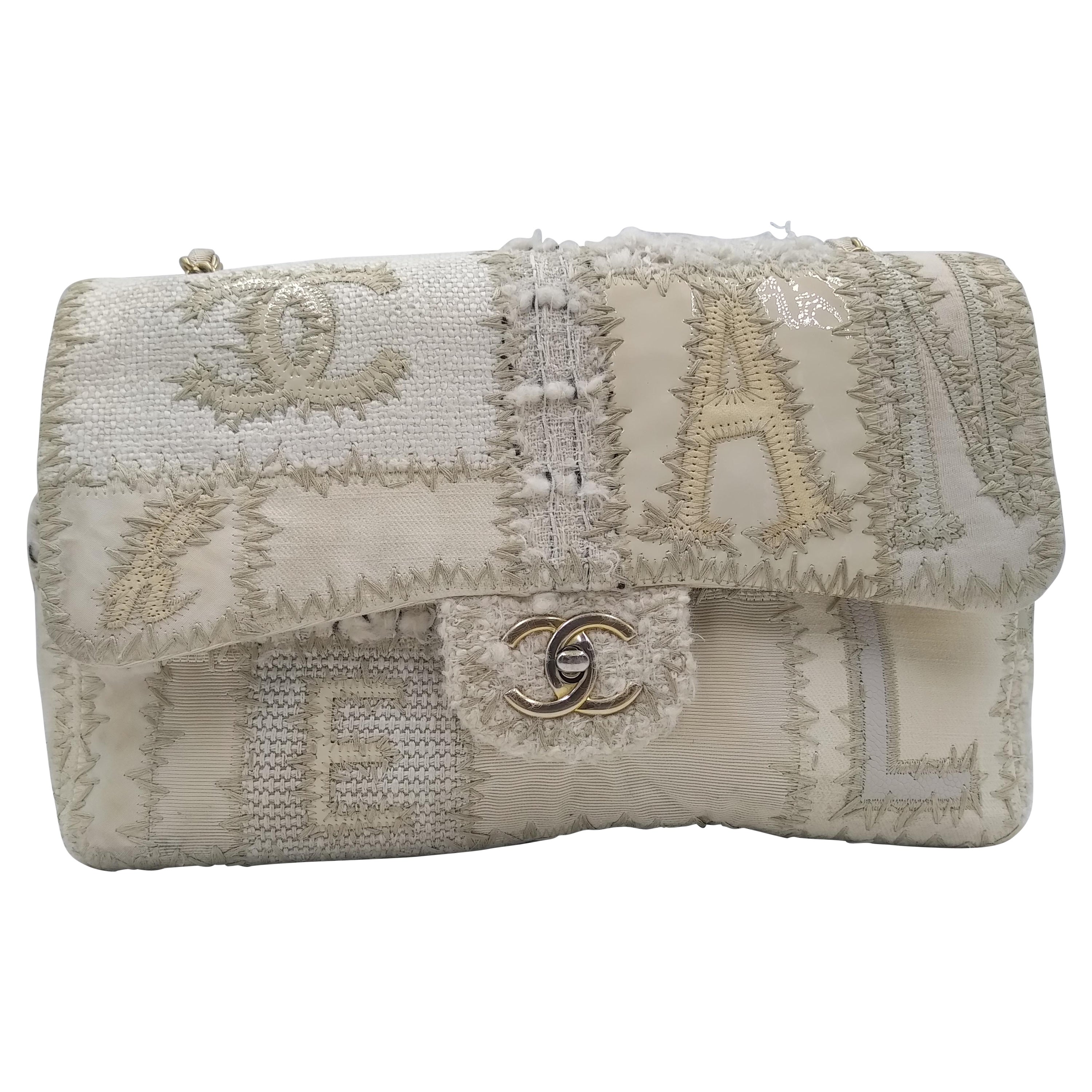 tweed chanel handbag white