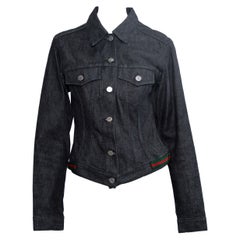 Retro 1999 Gucci by Tom Ford Denim Jacket with Web Accents