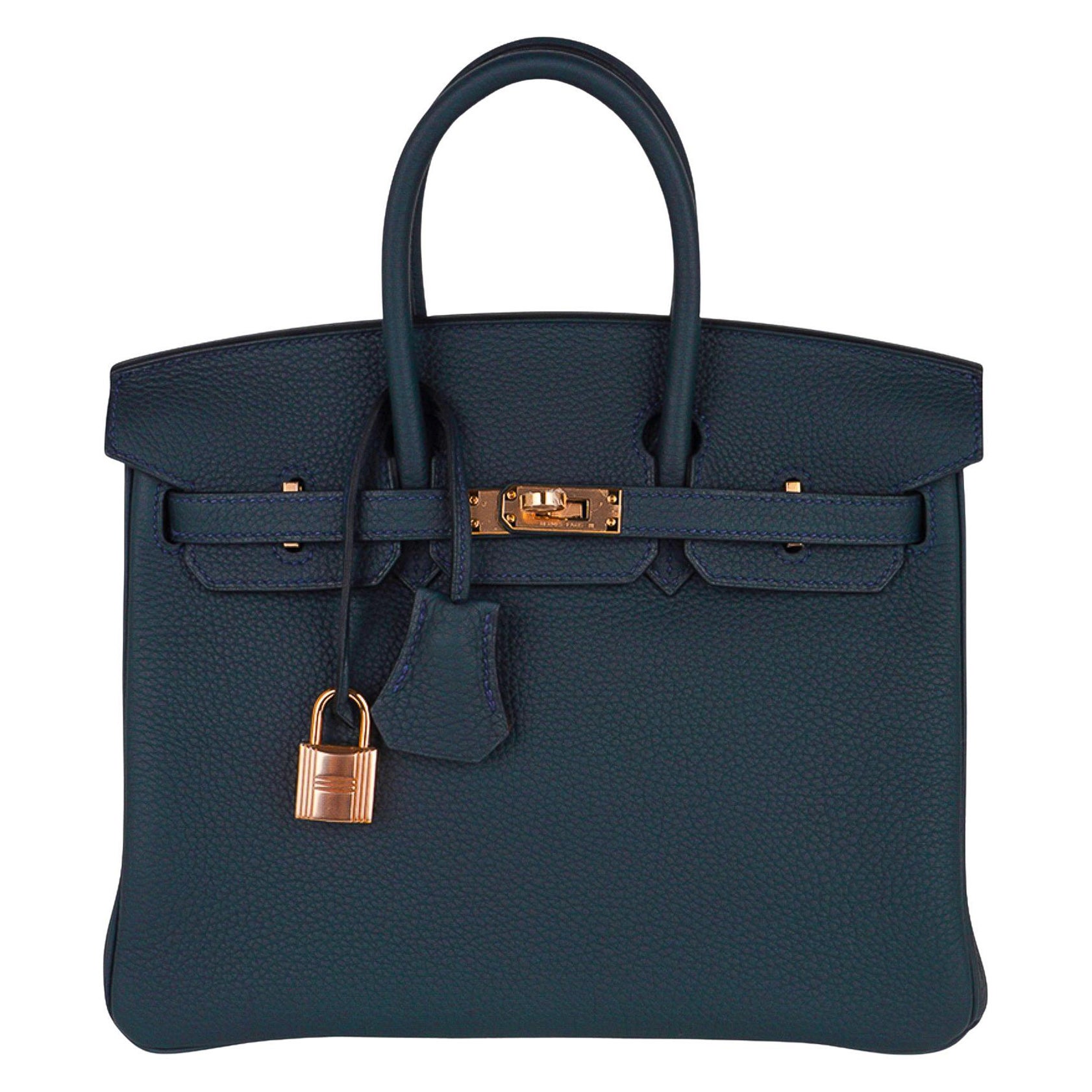 Hermes Birkin HSS 25 Tasche Vert Cypress Rose Gold Hardware Togo Leder 