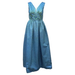 Jean of California Iridescent Green & Blue Beaded Evening Dress, 1960's