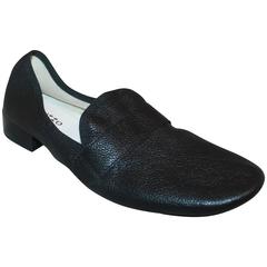 Repetto Black Leather "Michael" Loafer w/ Short Heel - 42