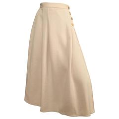 Sonia Rykiel 80s Cream Wool Wrap Skirt Size 6.