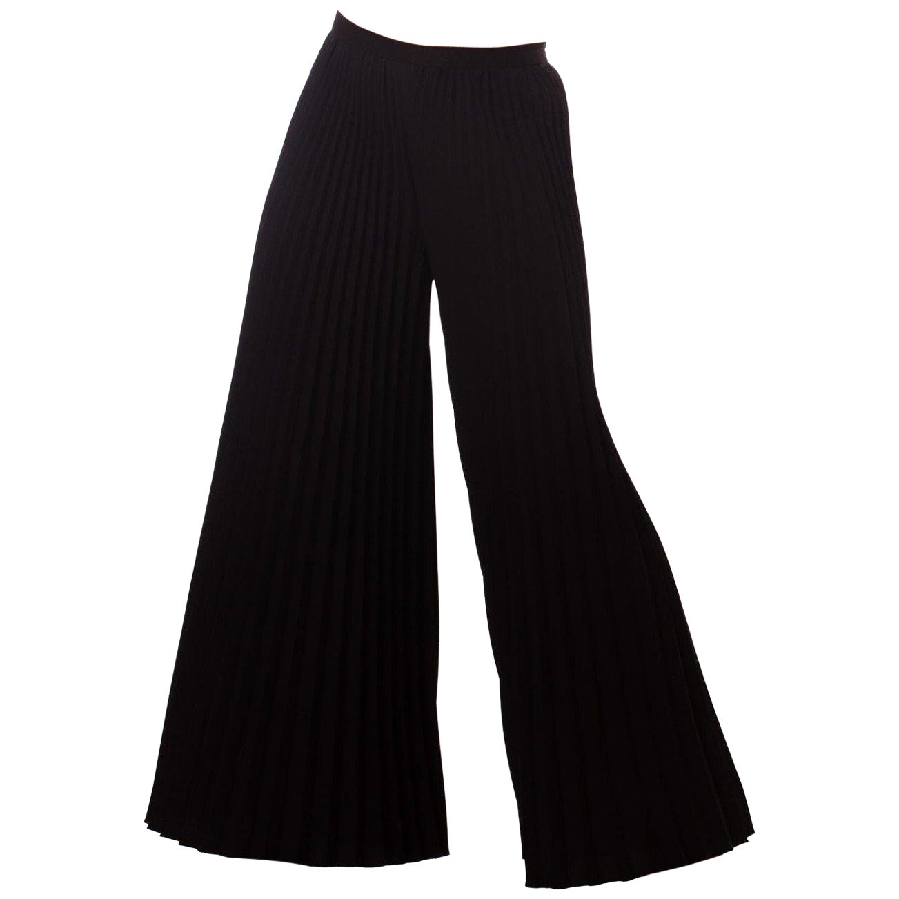 1970S Polyester  Funky And Chic These Black, Wide Leg Pants Feature Tight, Well For Sale
