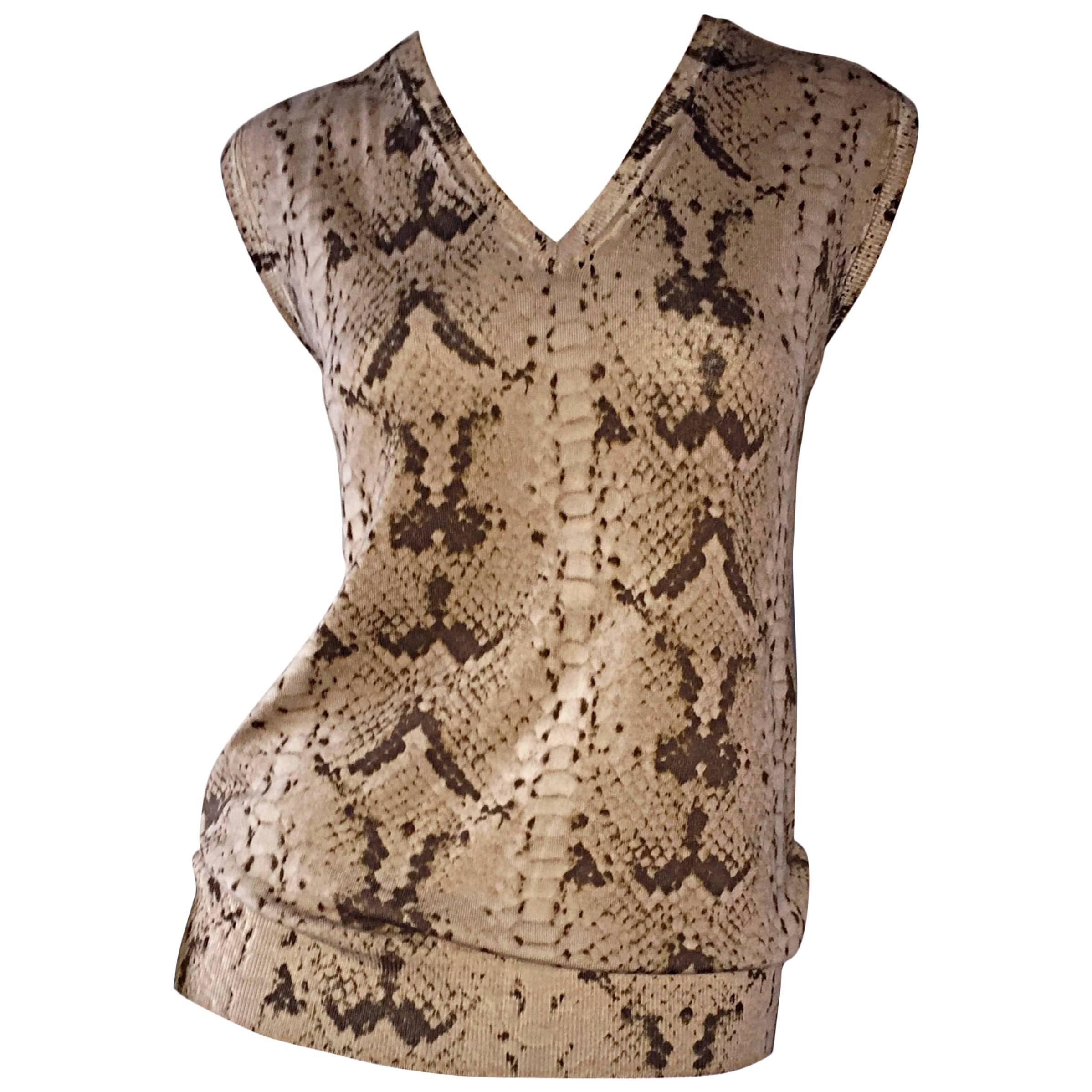 Tom Ford For Yves Saint Laurent Reptile Snake Print Lightweight Wool Top / Vest For Sale