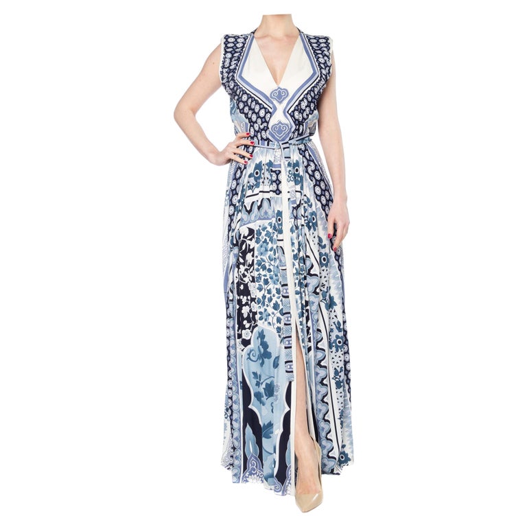 1970S LEONARD Printed Silk Jersey Large Runway Sample Dress ,
