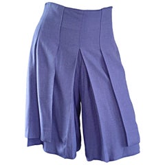 1980s Emanuelle Khanh Vintage High Wasited Periwinkle Blue Shorts Made in France