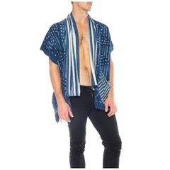 MORPHEW COLLECTION Cotton African Indigo Kimono Inspired Jacket