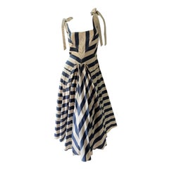 Marc Jacobs Collection Vintage Awning Stripe Cotton Dress with Full Circle Skirt