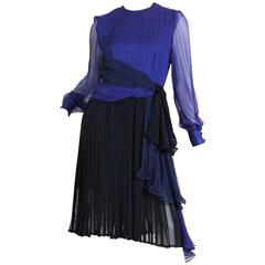André Laug Pleated Silk Chiffon Dress 12