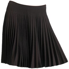 1990S AZZEDINE ALAIA Chocolate Brown & Black Rayon Blend Knit Ra-Ra Skirt