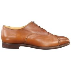 TRICKER'S Size 10.5 Light Brown Leather Brogue Cap Toe Lace Up