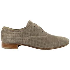 PRADA Size 12 Gray Perforated Suede No Lace Cap Toe Slip On