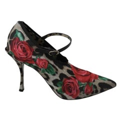 Dolce & Gabbana Multicolor Floral Leopard Leather Mary Janes Pumps Shoes Heels
