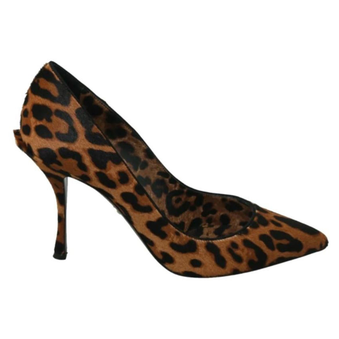 Dolce & Gabbana Brown Leopard High Heels Pumps Shoes Pony Hair Leather For Sale