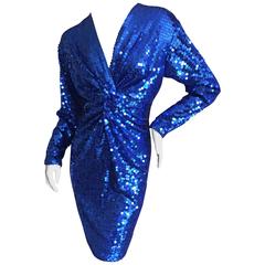 Oleg Cassini 1970's Sequin Disco Era Dress