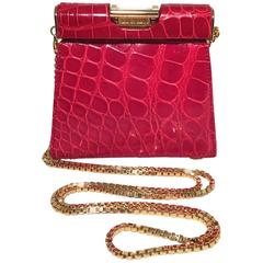 Escada Vintage Red Alligator Mini Evening Bag 