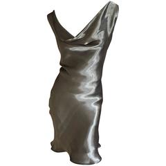 Alexander McQueen Metallic Silk Scoop Back Dress NWT