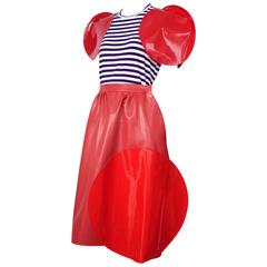 2014 Junya Watanabe Comme des Garcons Striped Jersey Top & Vinyl Skirt Ensemble 7