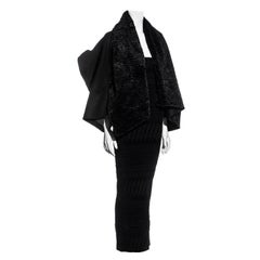 John Galliano black chenille opera coat and strapless corset dress, fw 1995