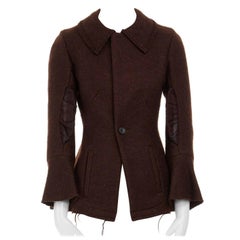 runway YOHJI YAMAMOTO brown wool blend cotton insert sleeves fitted jacket S