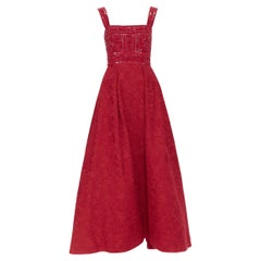 ELIE SAAB rot Perlen Pailletten verschönert Büste floralen Spitzenapplikation Kleid XS