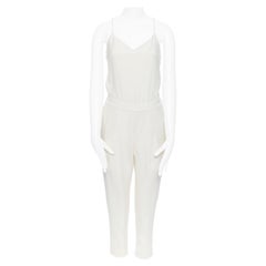 J CREW COLLECTION 100% weißer minimalistischer Jumpsuit aus Seide mit spaghetti-Riemen US00